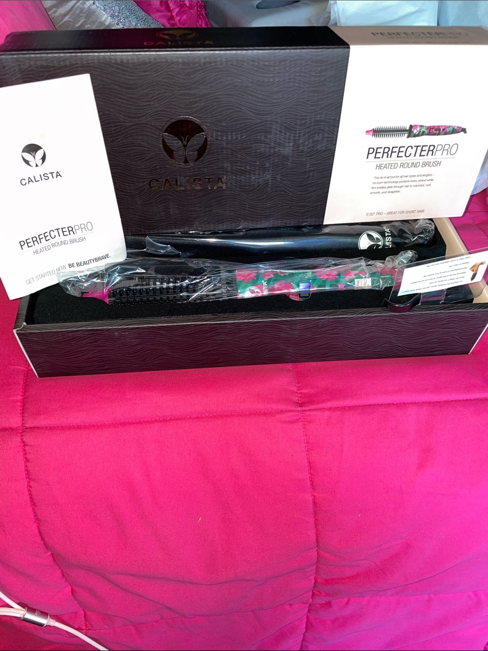 Calista PerfecterPro Heated Round Brush — Floral Pink